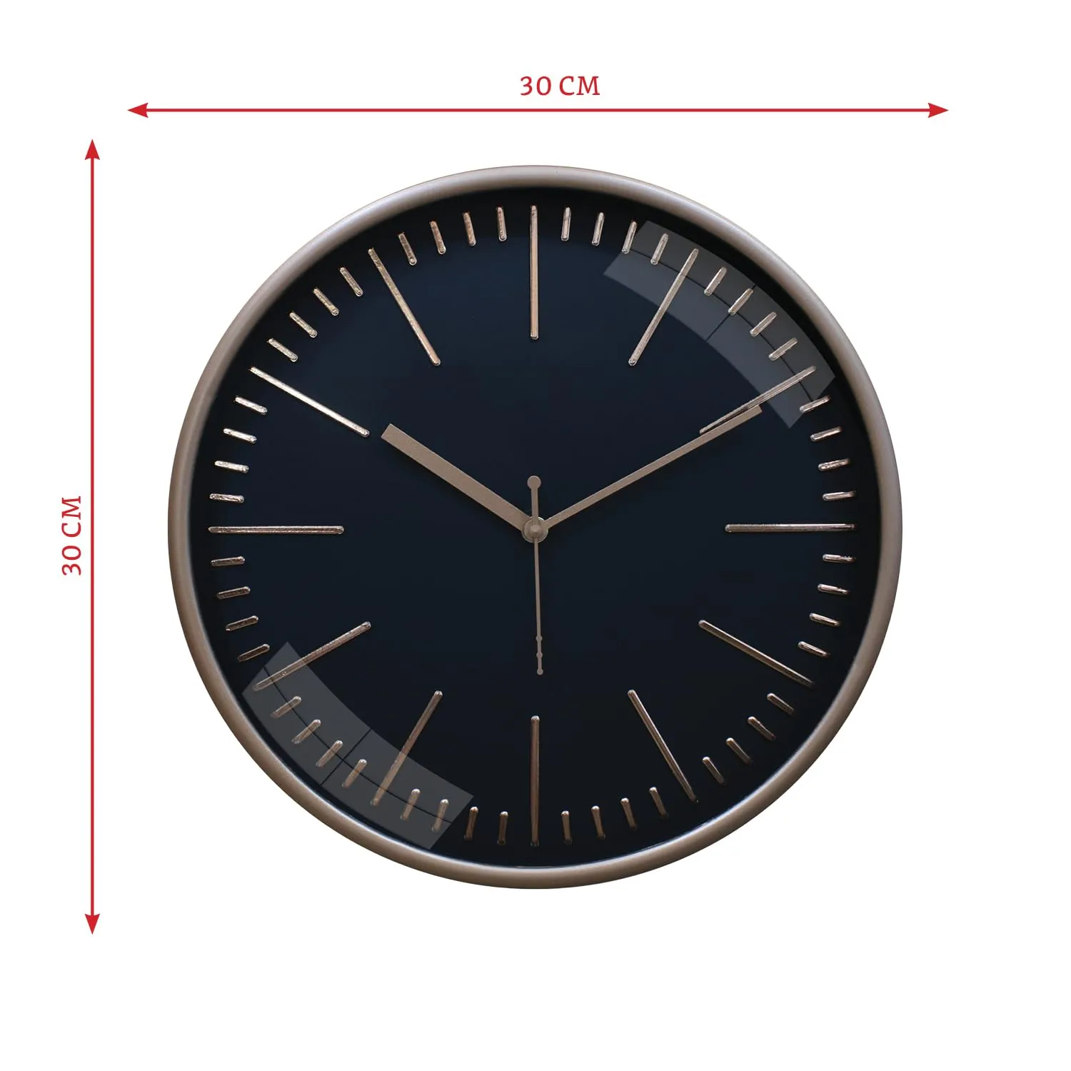 Amazon Brand - Solimo Embossed Metallic Wall Clock, Silent Sweep, Line Time Indicator (12 Inches, Copper and Black)