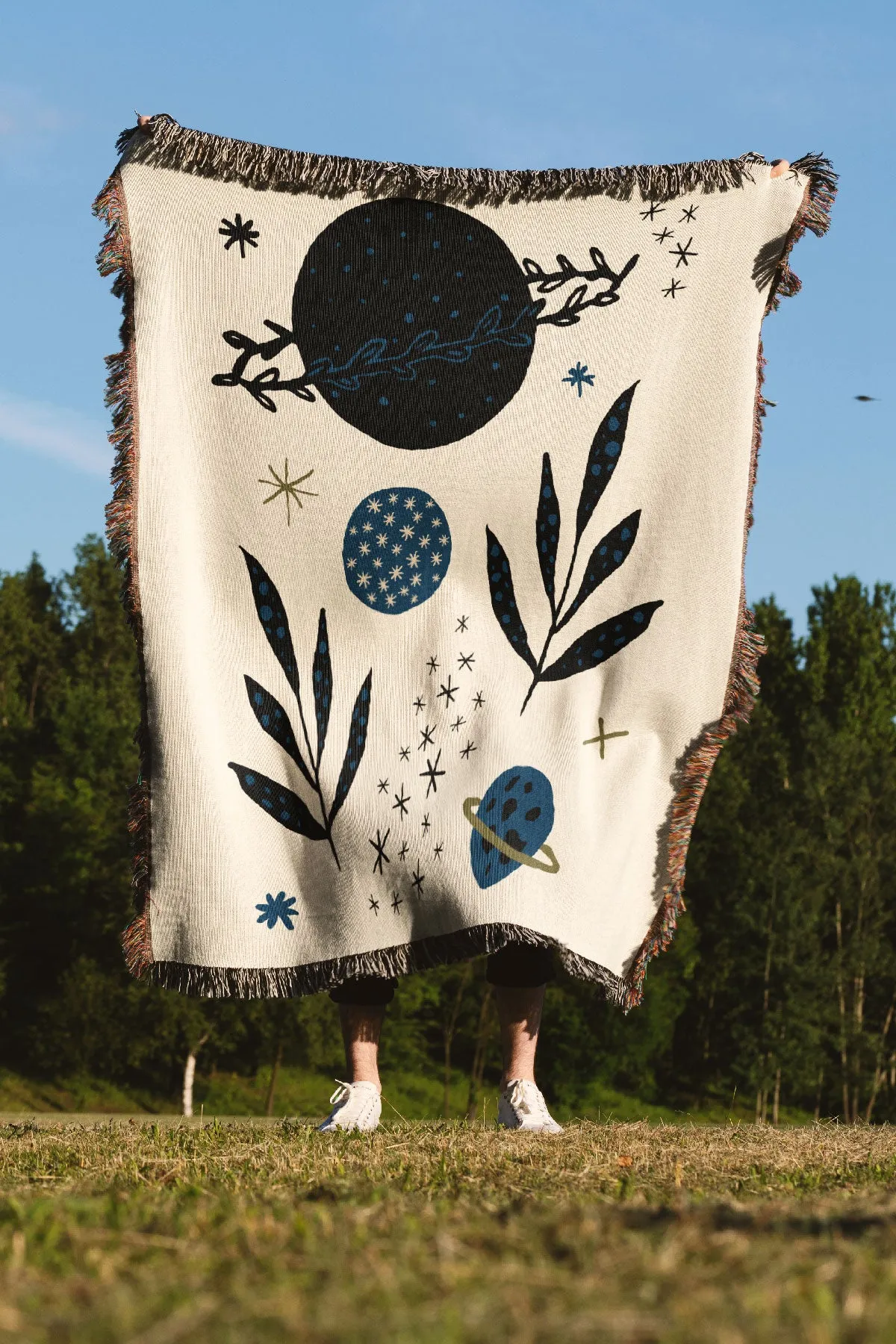 Botanical Planets by Ani Vidotto Jacquard Woven Blanket (Beige)