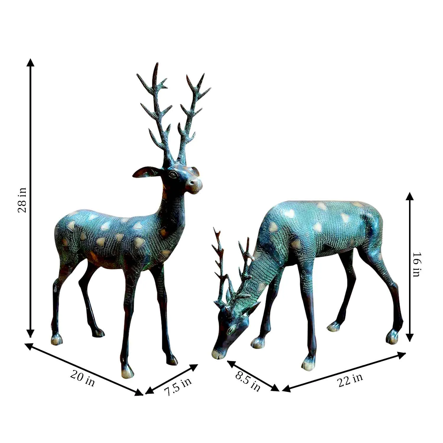 Brass Antique Finish Deer (Set of 2)
