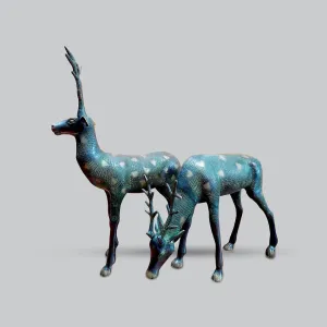 Brass Antique Finish Deer (Set of 2)