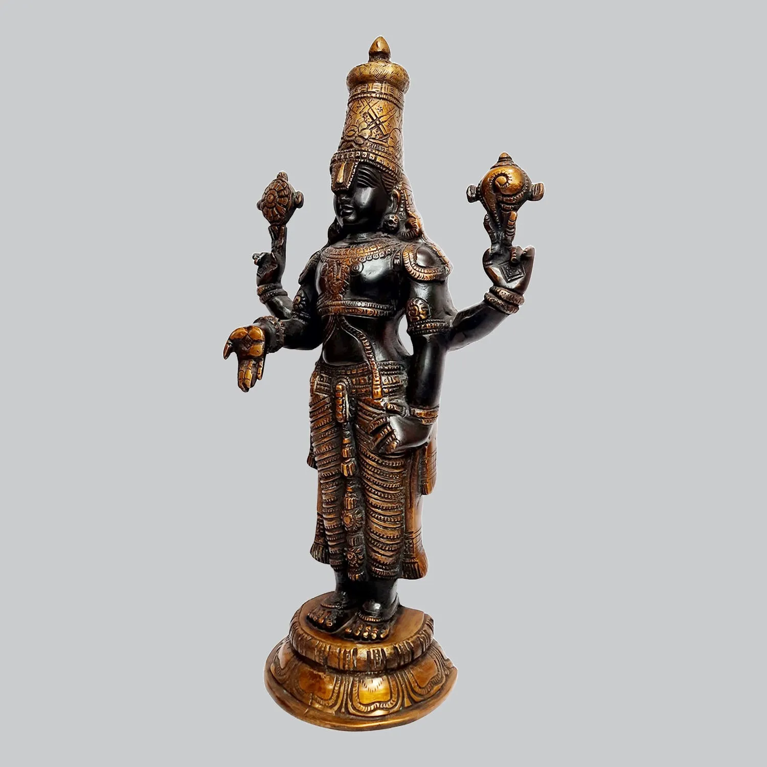 Brass Balaji with Black & Gold Finish 18 in