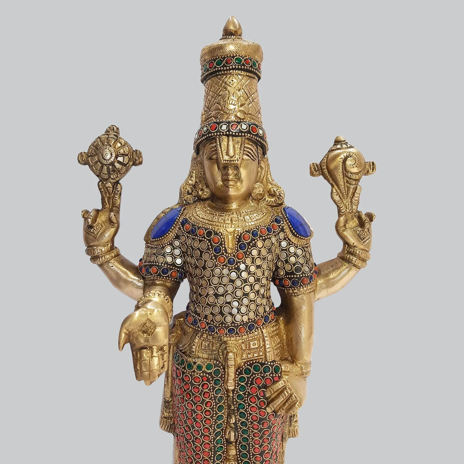 Brass Balaji with Ring Stonework 18 in