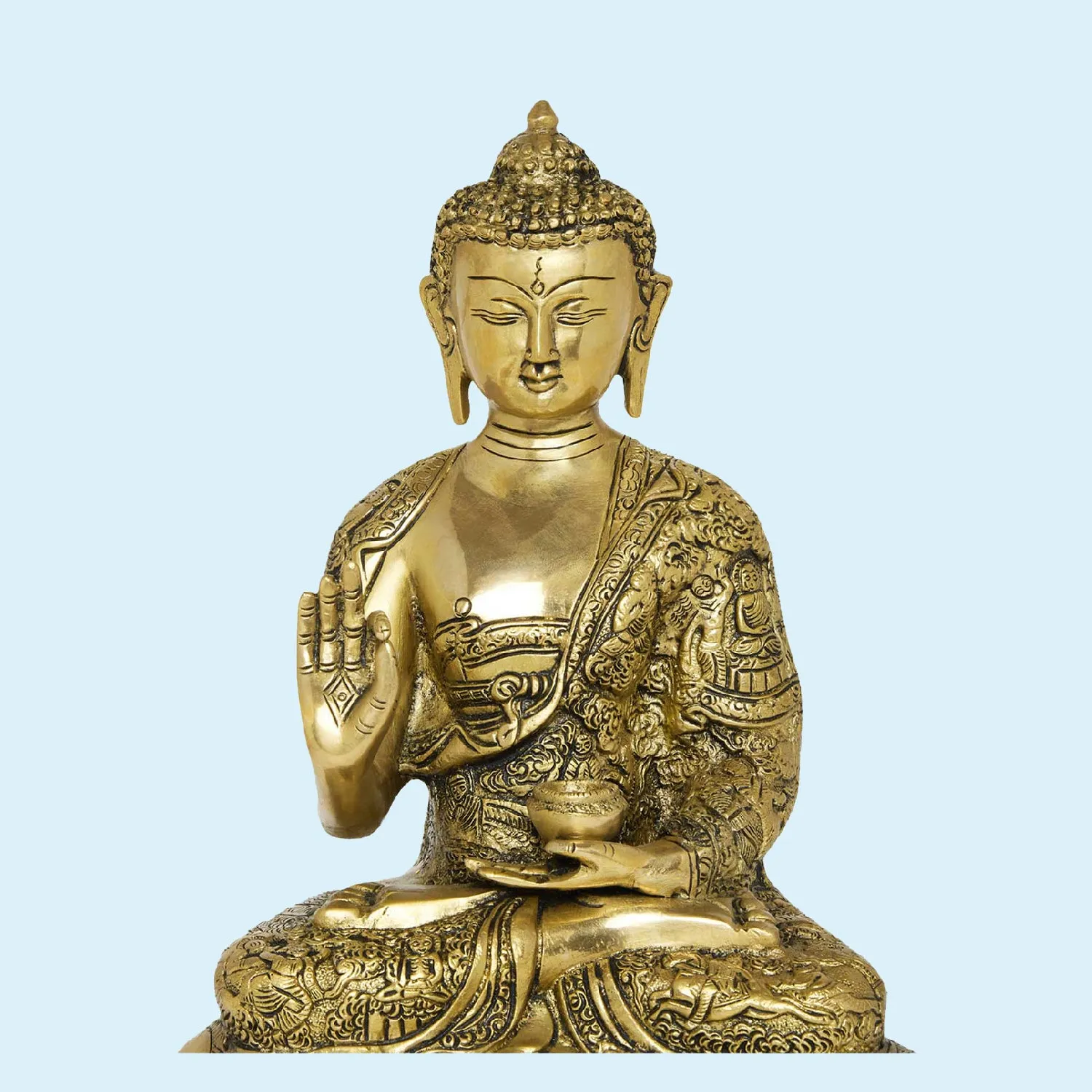 Brass Blessing Buddha 11.5 in