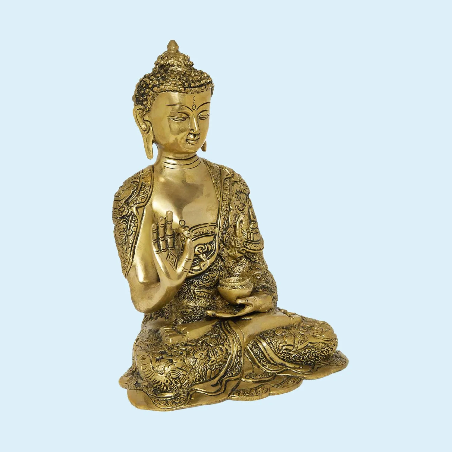 Brass Blessing Buddha 11.5 in