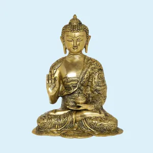 Brass Blessing Buddha 11.5 in