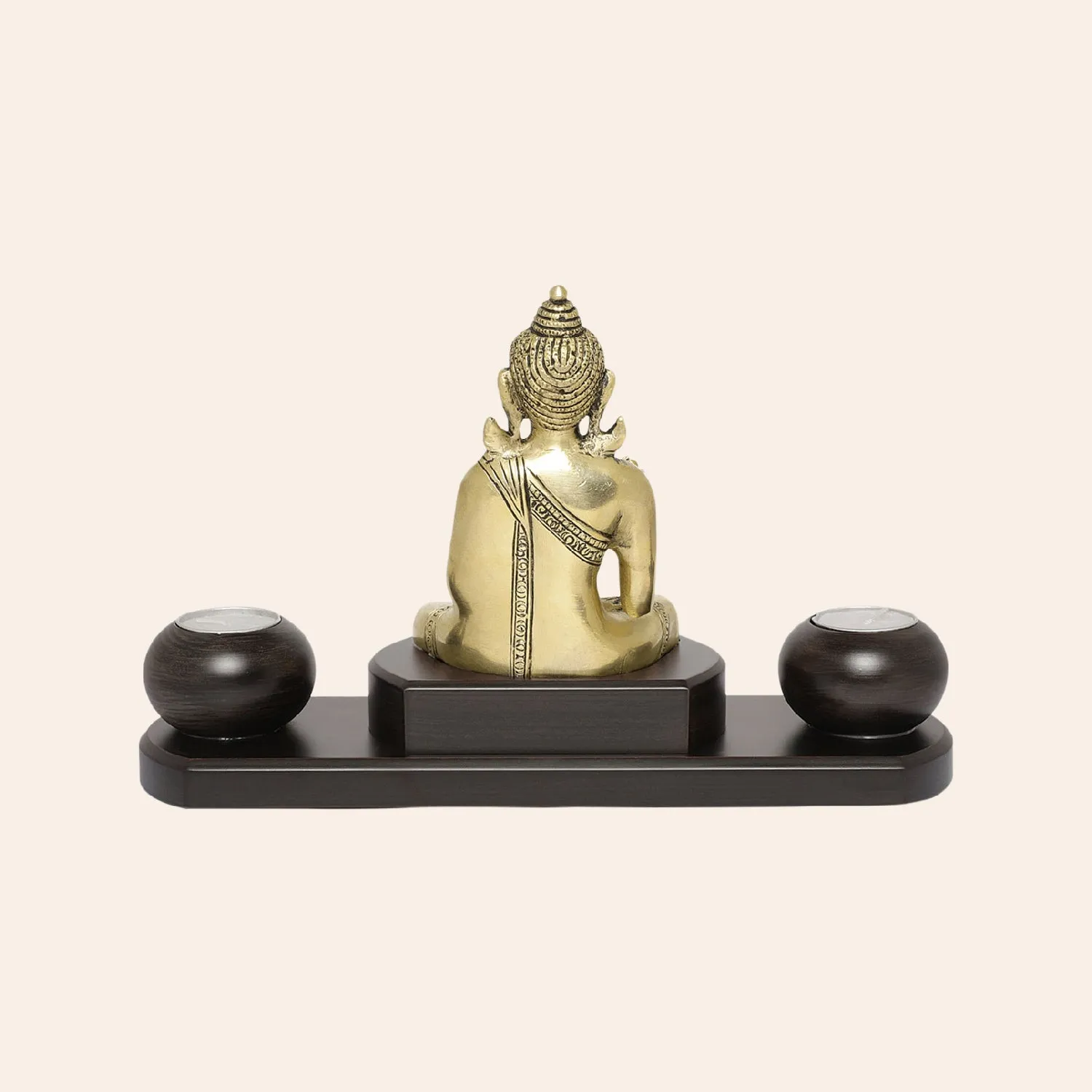 Brass Blessing Buddha with T-Light Candle Holder 7.75 in