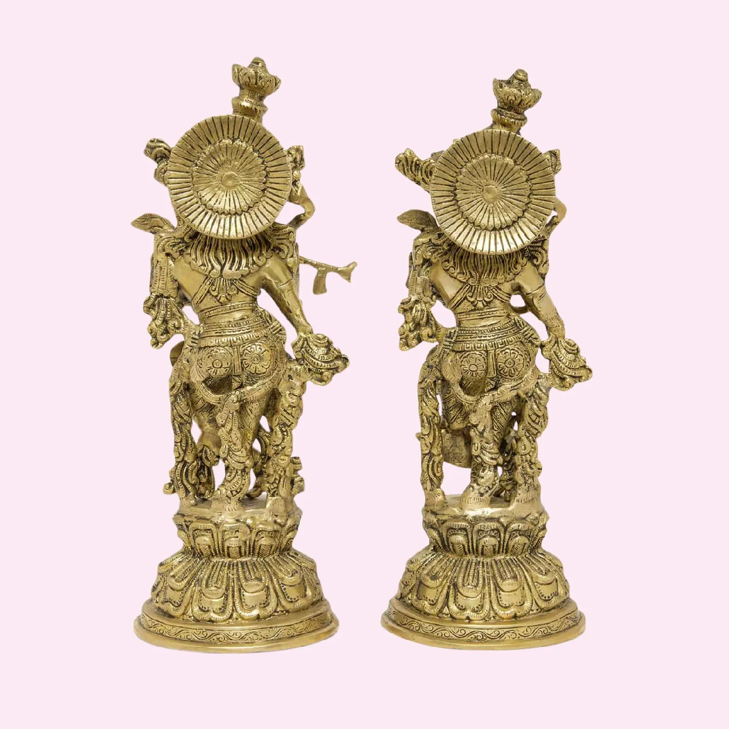 Brass Engraved Radha Krishna Pair 15 in