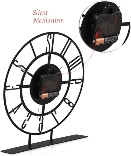Cartvilla Battery Operated Desk Clock Modern Metal Desk Clock Reloj de Escritorio para Oficina Pequeña y Tranquila Junto a La Cama Desk Metal Clock (Black) (Bunella)