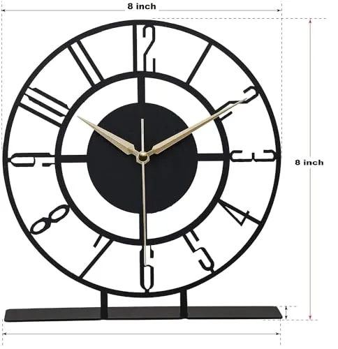 Cartvilla Battery Operated Desk Clock Modern Metal Desk Clock Reloj de Escritorio para Oficina Pequeña y Tranquila Junto a La Cama Desk Metal Clock (Black) (Bunella)