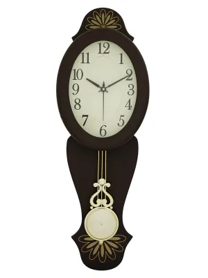CHRONIKLE Elegant Vertical Pendulum Wooden Case Analog Wall Clock for Living Room Home Decorations Office Gifts (Size: 19 x 6.7 x 54.5 CM | Weight: 940 Gram | Color: Cola)