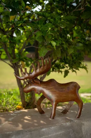 De kulture handcrafted reclaimed iron vintage gold rust moose decorative collectible figurine showpiece beautify home office holiday décor| ideal for garden balcony terrace decoration, 10.6x10.6x4 (LWH) inches