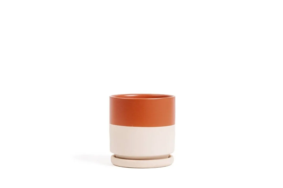 Gemstone Porcelain Planter Pot with Water Saucer 4.5 Inch