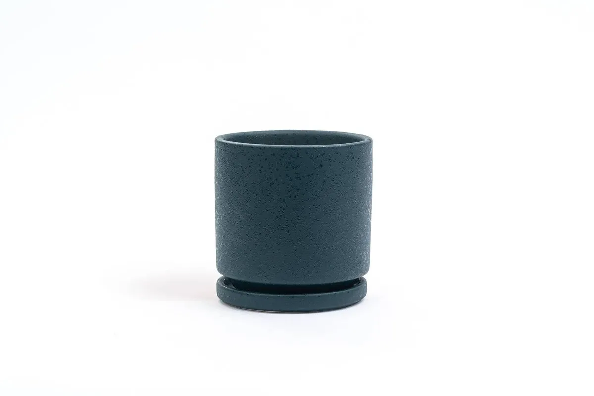 Gemstone Porcelain Planter Pot with Water Saucer 4.5 Inch