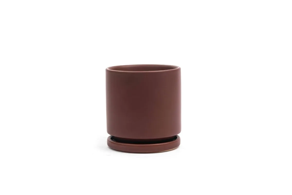 Gemstone Porcelain Planter Pot with Water Saucer 8.25 Inch