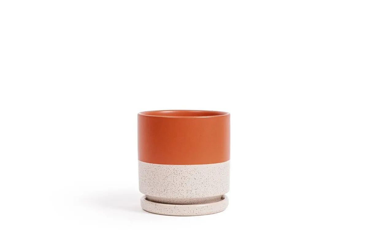 Gemstone Porcelain Planter Pot with Water Saucer 8.25 Inch