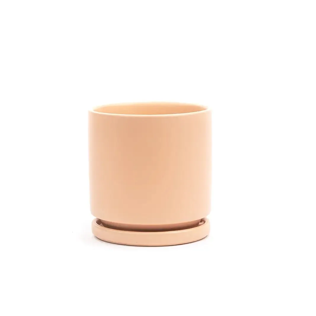 Gemstone Porcelain Planter Pot with Water Saucer 8.25 Inch