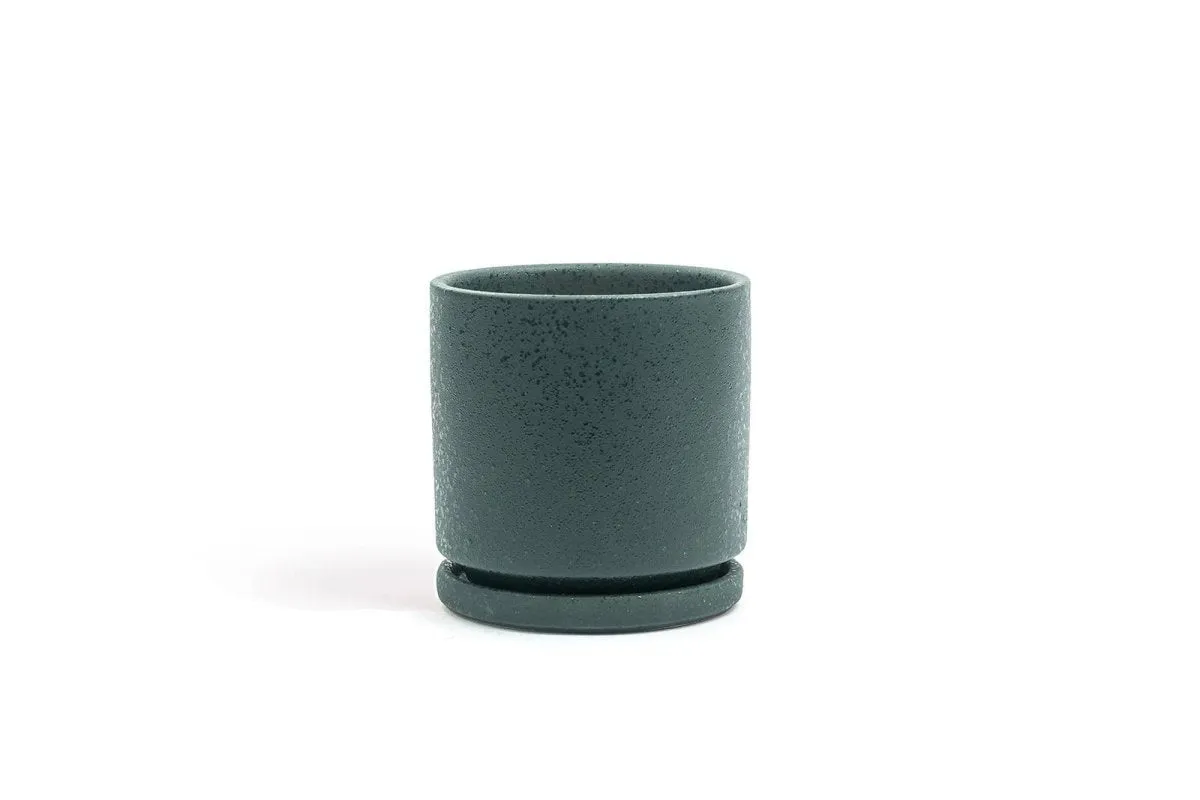 Gemstone Porcelain Planter Pot with Water Saucer 8.25 Inch