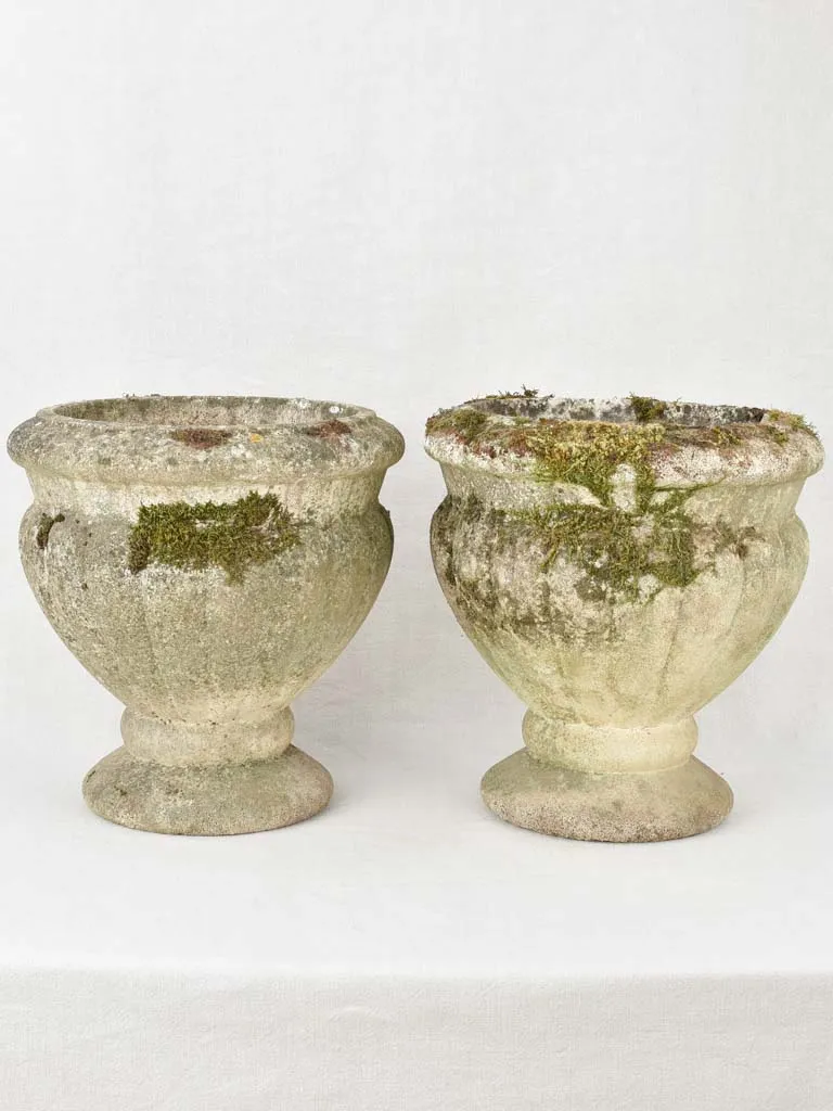 Pair of large cement planters 15¼" x 16¼"