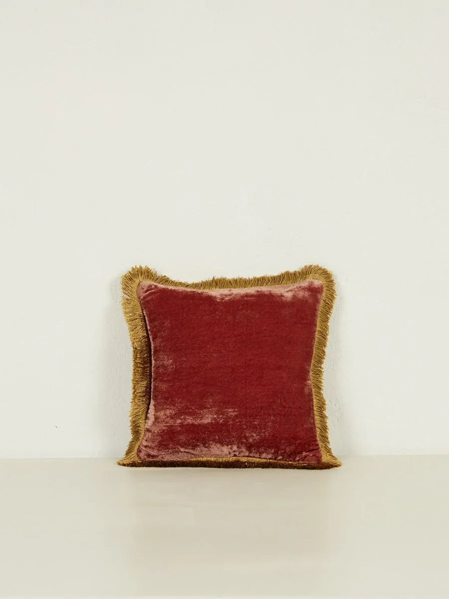 Square Cushion 27x27 - Rose Bisque with Gold Fringe