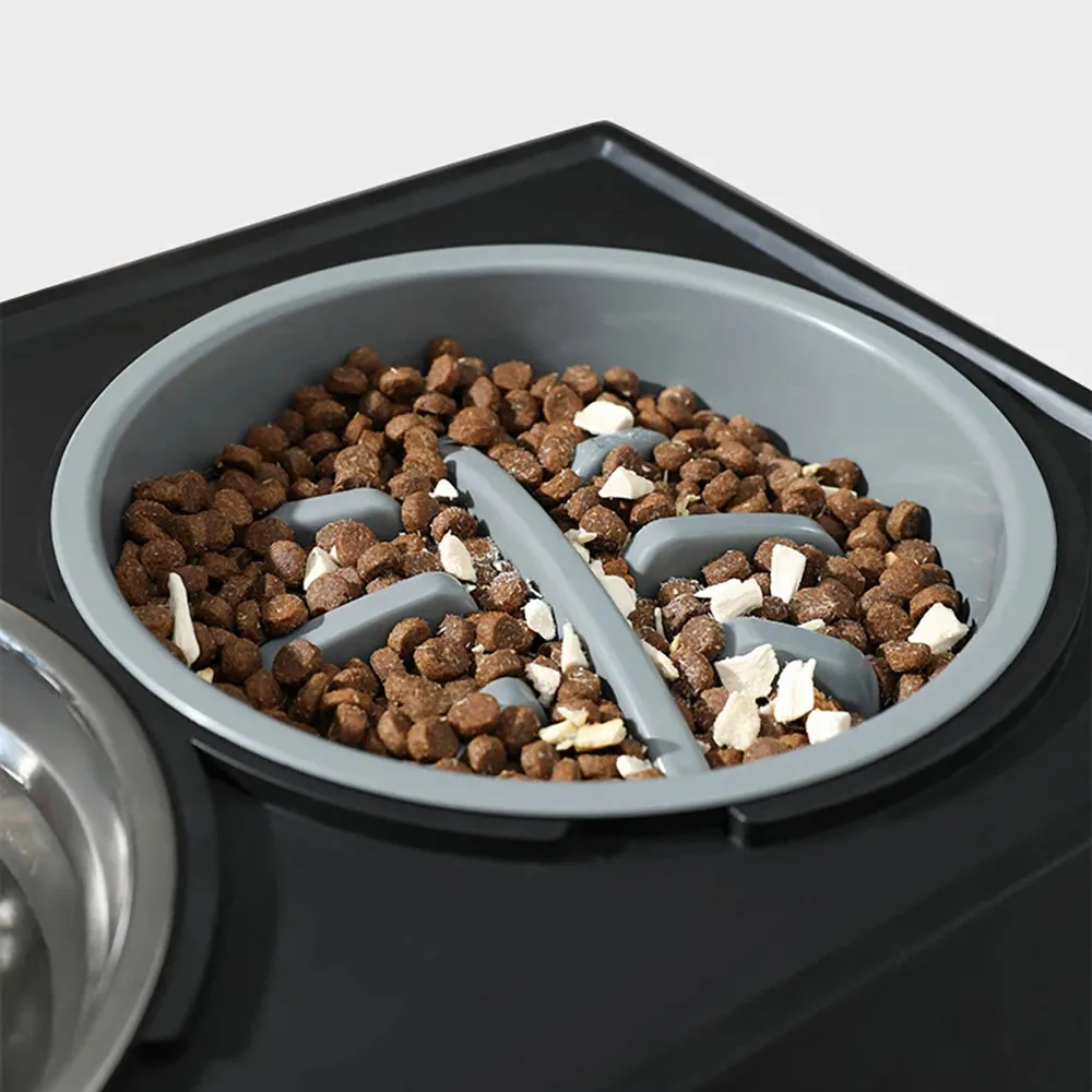 Stainless Steel Elevated Pet Bowls with Slow Food Bowl Accessories
