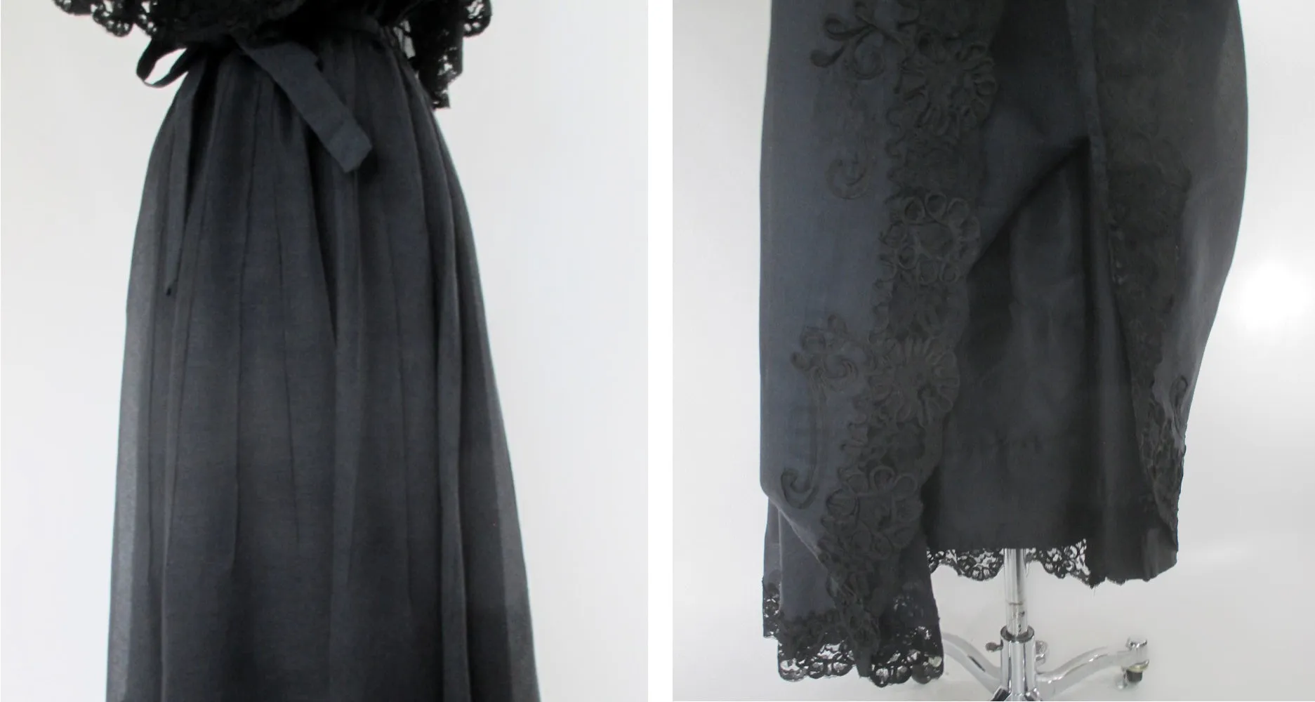 Vintage 70s Full Length Ruffled Dress XL
