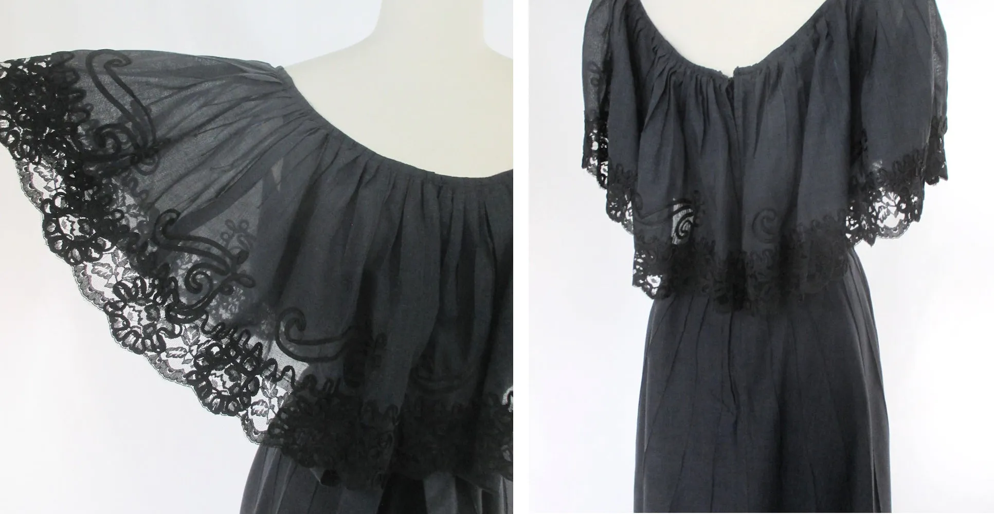 Vintage 70s Full Length Ruffled Dress XL