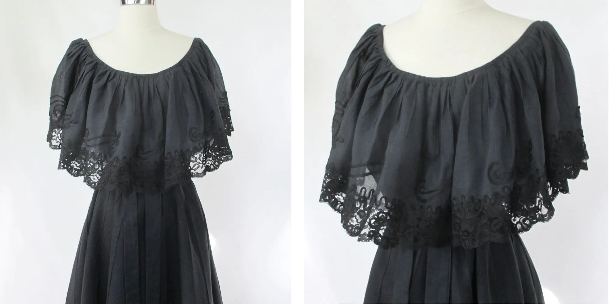 Vintage 70s Full Length Ruffled Dress XL