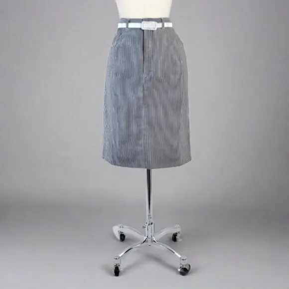 Vintage 80's Hickory Stripe J Lerbret  BIS  Denim Pencil Skirt S