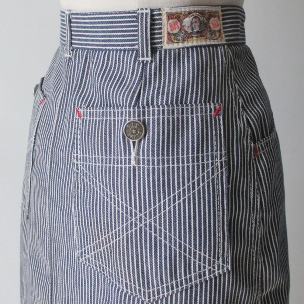 Vintage 80's Hickory Stripe J Lerbret  BIS  Denim Pencil Skirt S