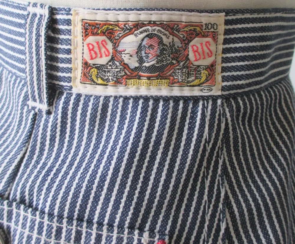 Vintage 80's Hickory Stripe J Lerbret  BIS  Denim Pencil Skirt S