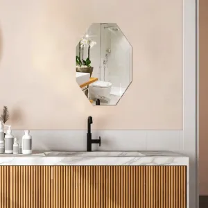 WallDaddy - Self Adhesive Mirror for Wall Long Mirror (20x30) Cm Plastic Octagon Mirror Stickers for Wall Acrylic Mirror Wall Decor Sticker | Big Mirror for Bathroom Mirror for Bedroom