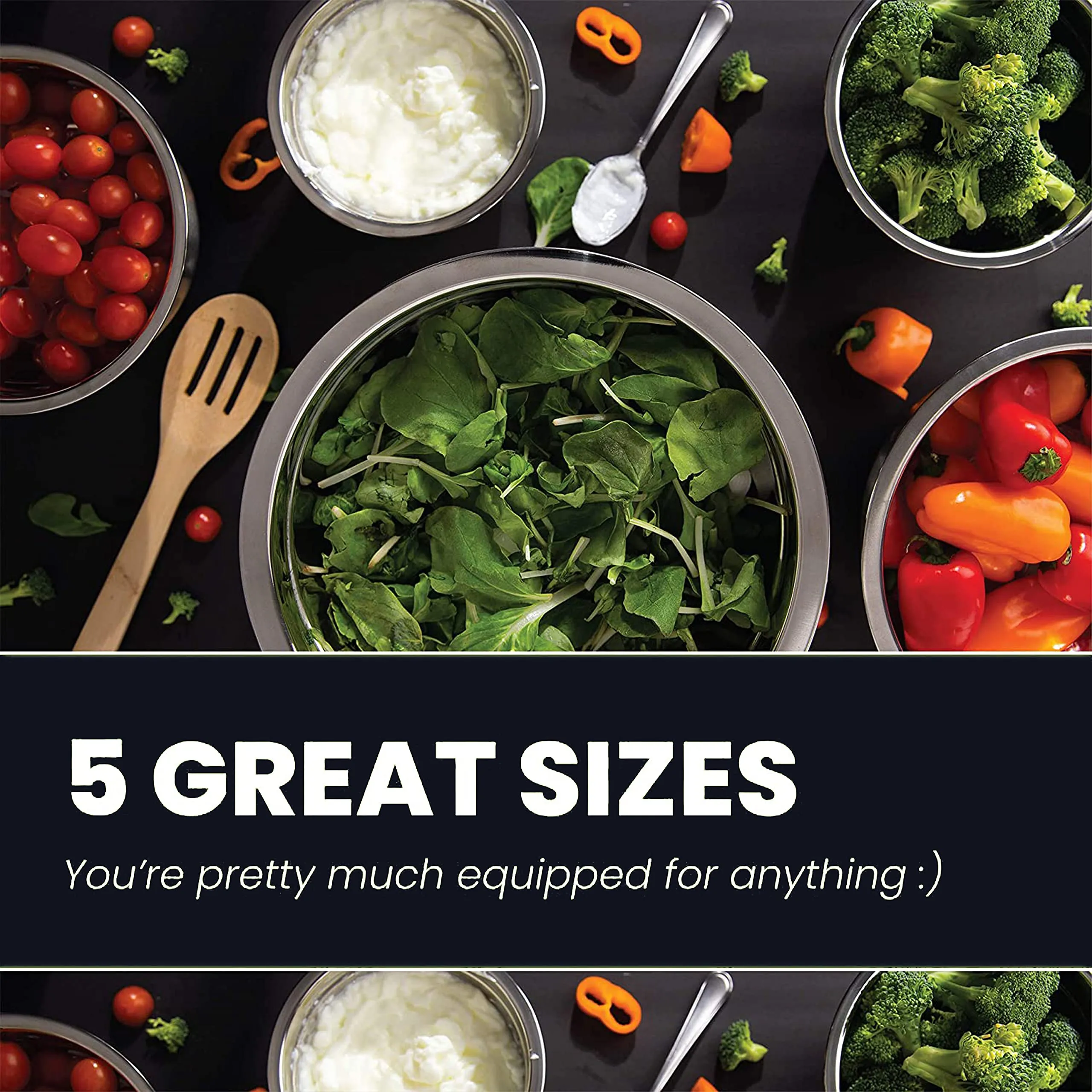 WHYSKO Stainless Steel Mixing Bowl Set, 10 Piece Stainless Steel Mixing Bowls with Lids Set for Food Prep Storage and Serving, Dishwasher Safe Microwave Safe for Kitchen Baking Cooking, Light Blue