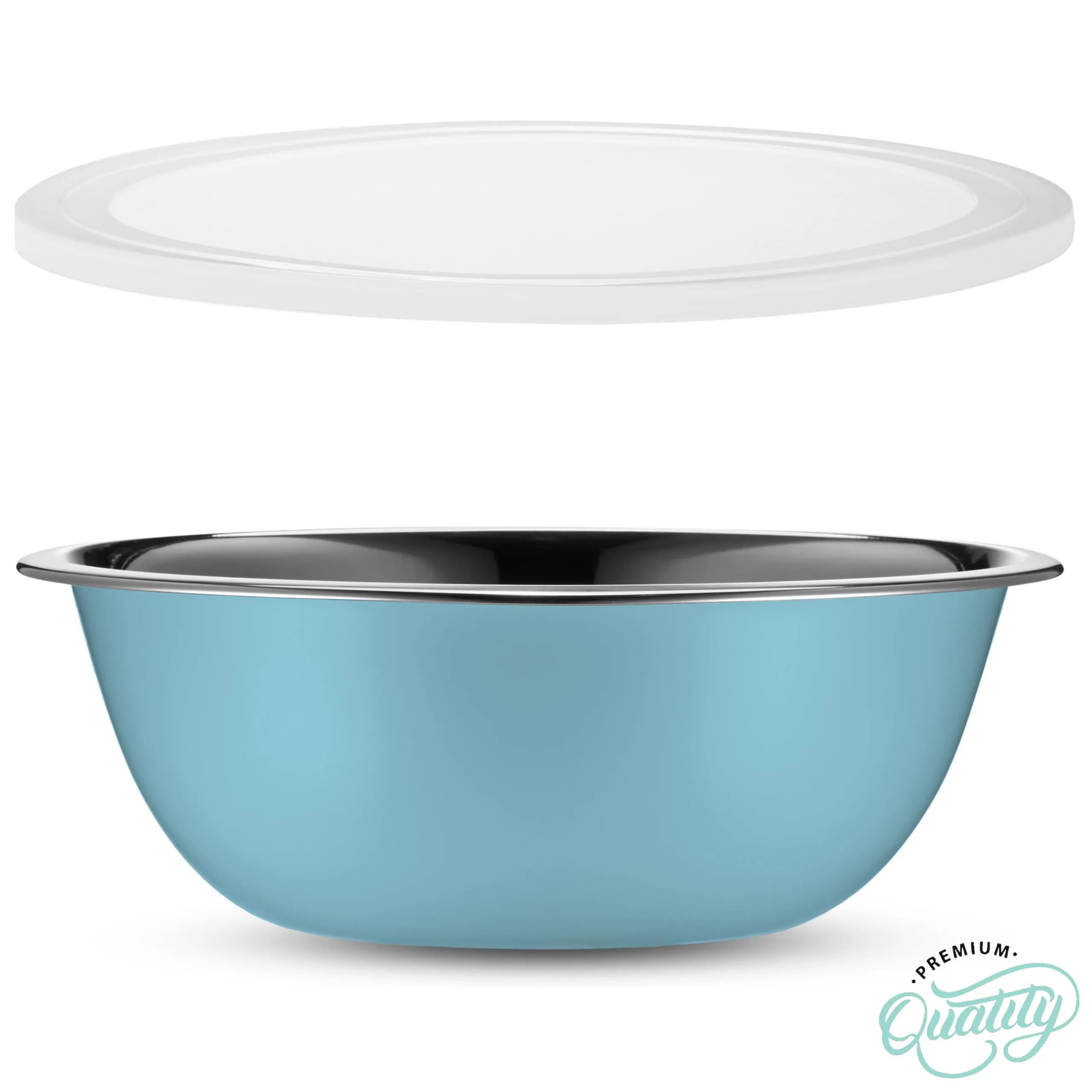 WHYSKO Stainless Steel Mixing Bowl Set, 10 Piece Stainless Steel Mixing Bowls with Lids Set for Food Prep Storage and Serving, Dishwasher Safe Microwave Safe for Kitchen Baking Cooking, Light Blue